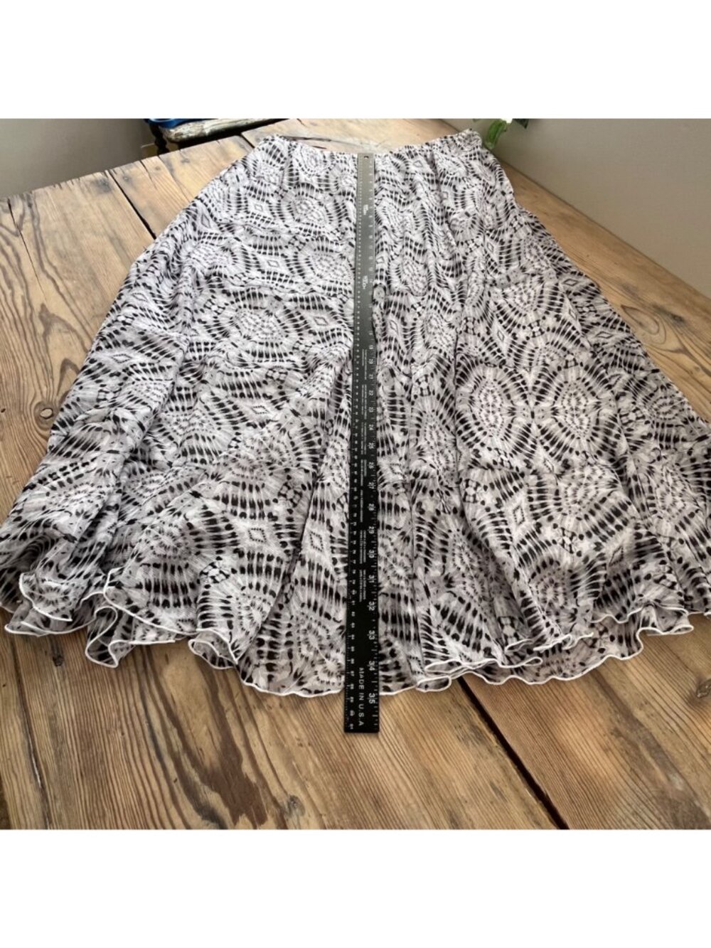 Ruby Rd. Tie Dye A-Line Midi Skirt Womens 16W Black/White Flowy Lined - Picture 6 of 7